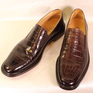 Cole Haan Collection Men’s Brown Croc Embossed Leather Loafers Size 10M Made in
